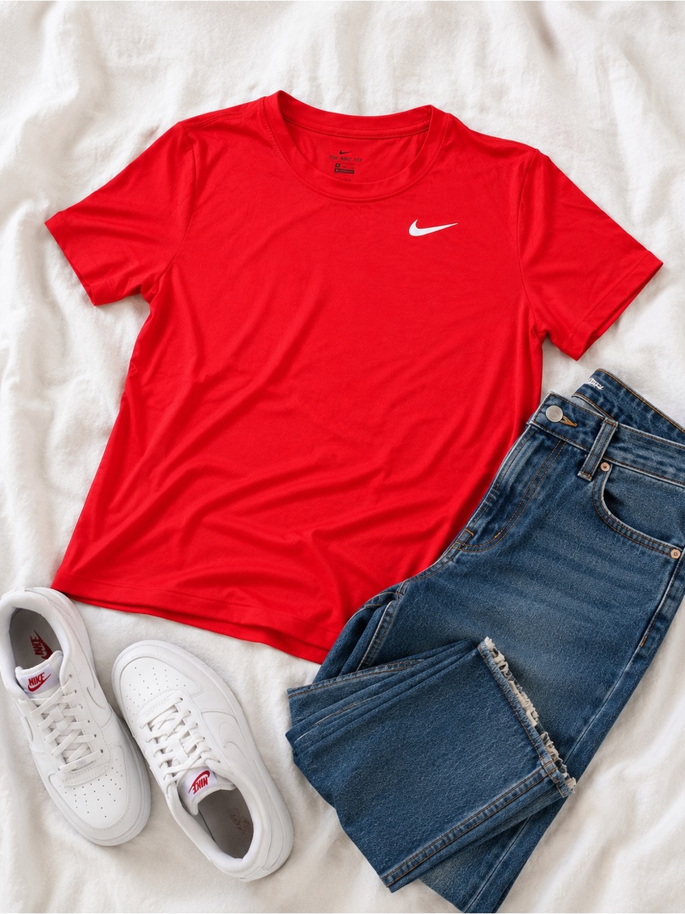 Nike Dri-FIT Red Athletic Performance Tee | Women’s Short Sleeve Workout Top
